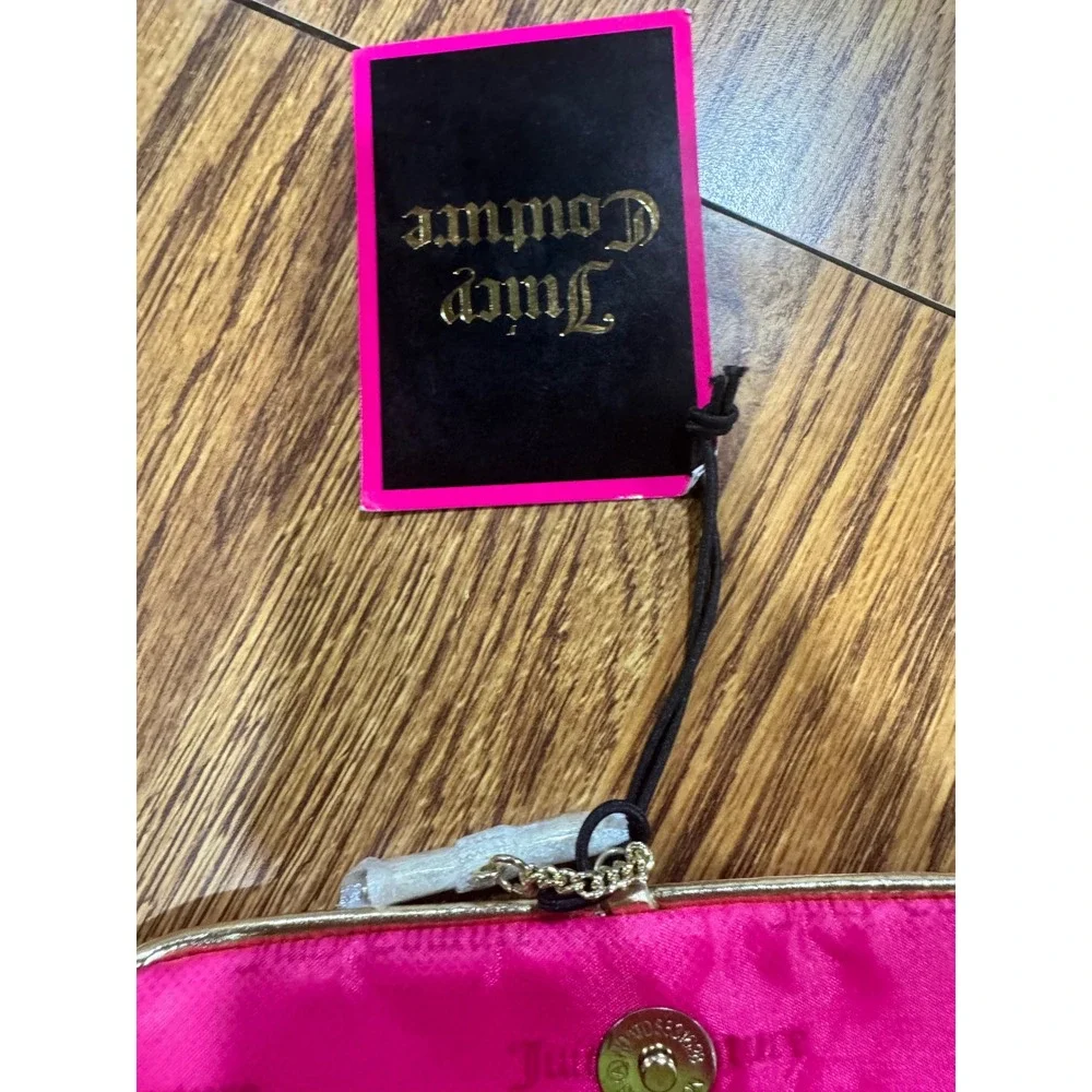 Juicy Couture Backpack Black Hot Pink Pebbled Faux Leather Gold Tone NWT